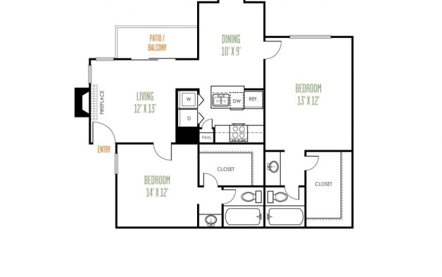 floor plan for a two bedroom apartment at The  Argyle